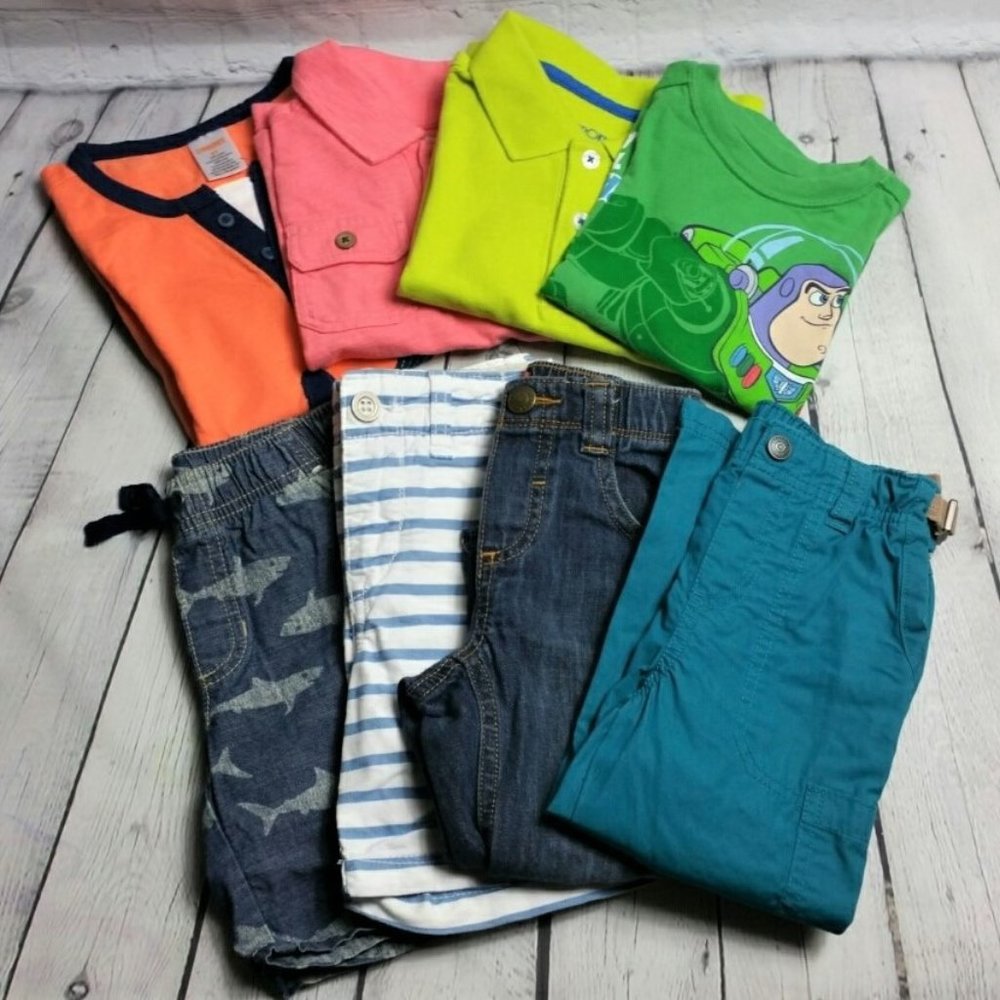 8 pc Boys 2T Lot Shirts Pants Shorts